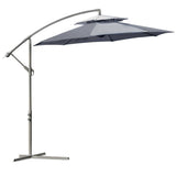 2.7m Garden Banana Parasol Cantilever Umbrella with Crank Handle, Double Tier Canopy and Cross Base T3398P314158