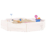 Sandbox with Seats White Octagon Solid Wood Pine 825010