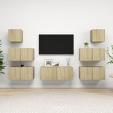 7 Piece TV Cabinet Set Sonoma Oak Engineered Wood 3079027