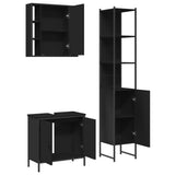 3 Piece Bathroom Cabinet Set Black Engineered Wood 3214740