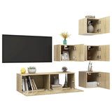 5 Piece TV Cabinet Set Sonoma Oak Engineered Wood 3079037