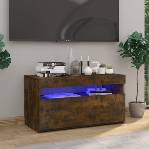 ZNTS TV Cabinet with LED Lights Smoked Oak 75x35x40 cm 815123