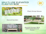 Outdoor Elevated Wood Planter Box for Herbs and Vegetables Raised Garden Bed with PE Greenhouse T3398P325085