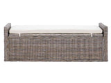 Storage Bench with Cushion Grey 110 x 40 x 50 cm Rattan 42011575