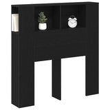 Headboard Cabinet with Shelf Black Oak Engineered Wood 862756