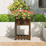 Planter with Shelf Honey Brown 54x54x81 cm Solid Wood Pine 823776