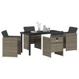 Garden Dining Set with Cushion 5 pcs Grey Poly Rattan 3379949