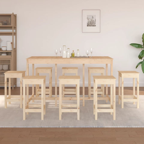 9 Piece Bar Set Solid Wood Pine 3124717
