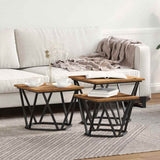 Coffee Table 3 pcs Old Wood Engineered Wood and Steel 868283