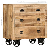 Side Cabinet with Wheel 70x40x75 cm Solid Mango Wood 285829