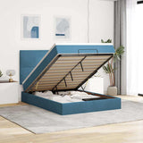 Ottoman Bed with Mattresses Dark Blue 140x190cm Velvet 3313401