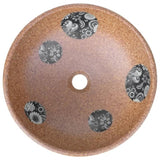 Countertop Basin Brown and Blue Round 41x14 cm Ceramic 155057