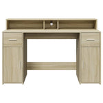 Desk with LED Lights Sonoma Oak 140x55x91 cm Engineered Wood 3309422