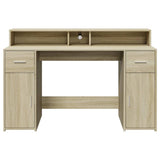 Desk with LED Lights Sonoma Oak 140x55x91 cm Engineered Wood 3309422