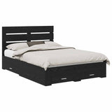 Bed Frame with Drawer Black Oak 140 x 200 cm Engineered Wood 3411965