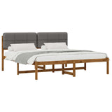 Bed Frame with Upholstered Headboard Natural and Light Grey 3405126