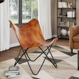 Butterfly Chair Brown Real Leather 243728