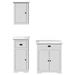 ZNTS 3 Piece Bathroom Furniture Set BODO White Solid Wood Pine 3307647