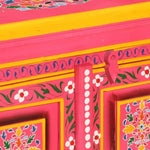 ZNTS Sideboard Solid Mango Wood Pink Hand Painted 244839