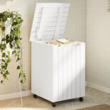 Laundry Basket with Wheels RANA White 45x45x64 cm Solid Wood Pine 4002334