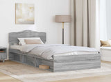 Bed Frame Grey Sonoma 90 x 190 cm Solid Pine Wood 3412957