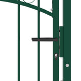 Fence Gate with Spikes Steel 100x125 cm Green 146384