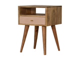 Solid Wood Mini Blush Hand Painted Bedside, 1 Drawer and Open Shelf, Beige B2743P402982