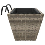 ZNTS Planters with hooks 2 pcs Grey Poly Rattan 366400