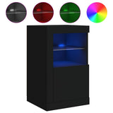 Side Cabinet with LED Lights Black Engineered Wood 836632