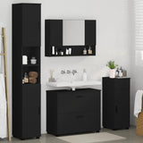Bathroom Furniture Set 4 pcs Black Engineered Wood and Metal 3393054