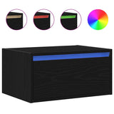 Wall-mounted Bedside Cabinet with LED Lights Black Oak 860213