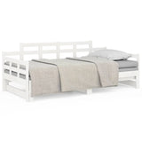 Pull-out Day Bed without Mattress White Solid Wood Pine 2x cm 820348