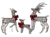 3-Piece Lighted Christmas Reindeer Family Outdoor Decorations, Weather Proof Rattan Deer Family 70445893