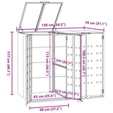 Wheelie Bin Storage for 2 Bins Black 138x79x117 cm Steel 3279977