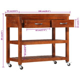 282753 Kitchen Trolley 100x48x89 cm Solid Acacia Wood