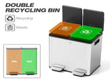 40L Dual Compartment Stainless Steel Bin, with Deodoriser Holders - Silver Tone T3398P344261