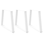 ZNTS Dining Table Legs V-Shape 3 pcs White 100x cm Steel 4012597