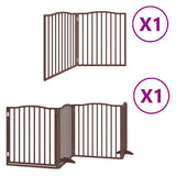 Dog Gate with Door Foldable 6 Panels Brown 480 cm Poplar Wood 3155637
