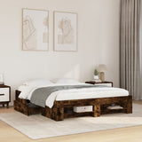 Bed Frame without Mattress Smoked Oak 150x200 cm King Size Engineered Wood 3295468