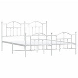 Metal Bed Frame without Mattress with Footboard White 180x200cm 353510