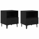 Bedside Cabinet with Drawer 2 pcs Black oak 40 x 35 x 47.5 cm 880602