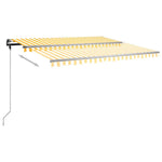 ZNTS Manual Retractable Awning with Posts 4x3 m Yellow and White 3070138