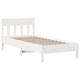 Bed Frame without Mattress White 75x190 cm Small Single Solid Wood Pine 842679