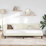 Corner Bed Frame Cream 90 x 190 cm Velvet and Engineered wood 42016223