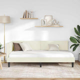 Corner Bed Frame with Headboard Cream 100 cm x 200 cm Velvet 42016243