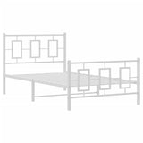 Metal Bed Frame without Mattress with Footboard White 100x200cm 374303