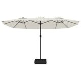 Double-Head Garden Parasol with LEDs Sand White 449x265 cm 362953