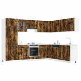 14 Piece Kitchen Cabinet Set "Kalmar" Smoked Oak Engineered Wood 3314976