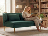 2 Seater Sofa, Linen-look Fabric Small Sofa with Wing Back, Thick Seat, Metal Legs, Dark Green T3398P554299