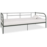 284674 DayBed Frame without Mattress Grey Metal 90x200 cm